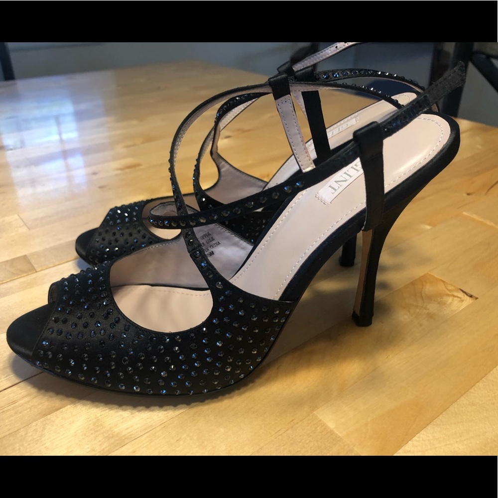 Glint - satin high heal with rhinestones, Sz 9.5